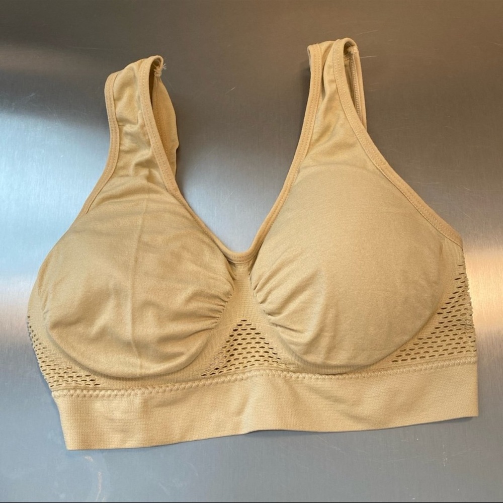 Bralette Bra Nude 26”-32” Band Removable Cups Marked XL Asian Sizing S/M - Picture 2 of 6